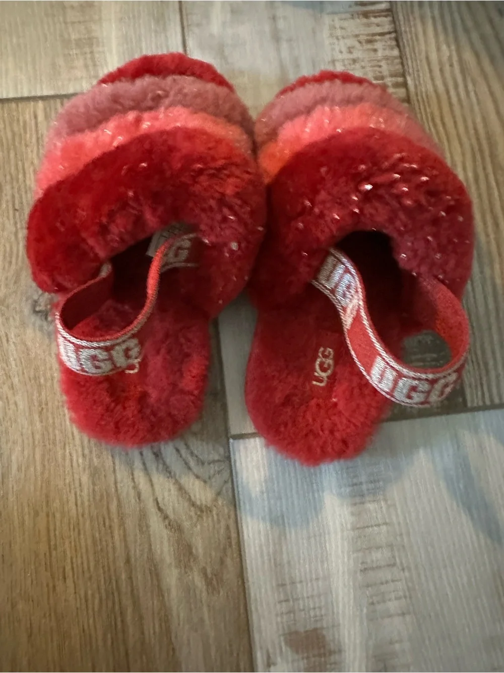 Kids Red Plush Slip-On Shoes Like new, only worn once in the house